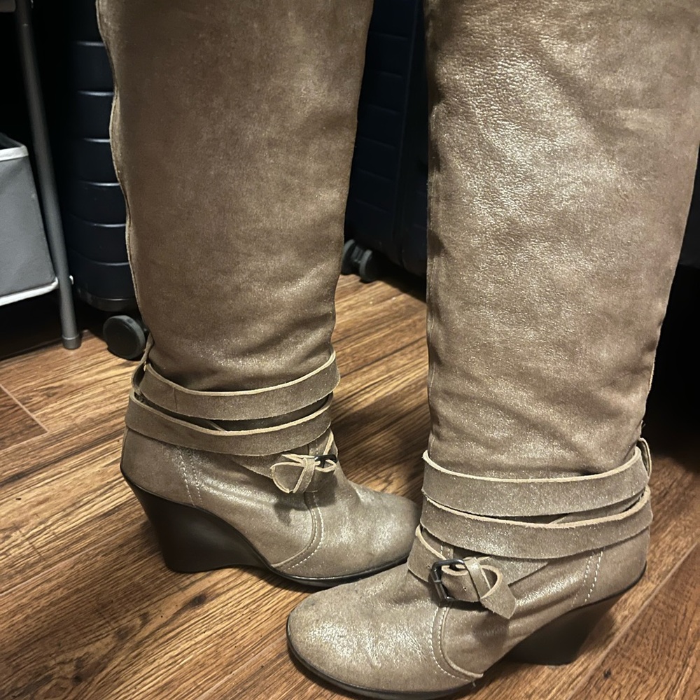 YOU by Crocs knee high boots with wedge